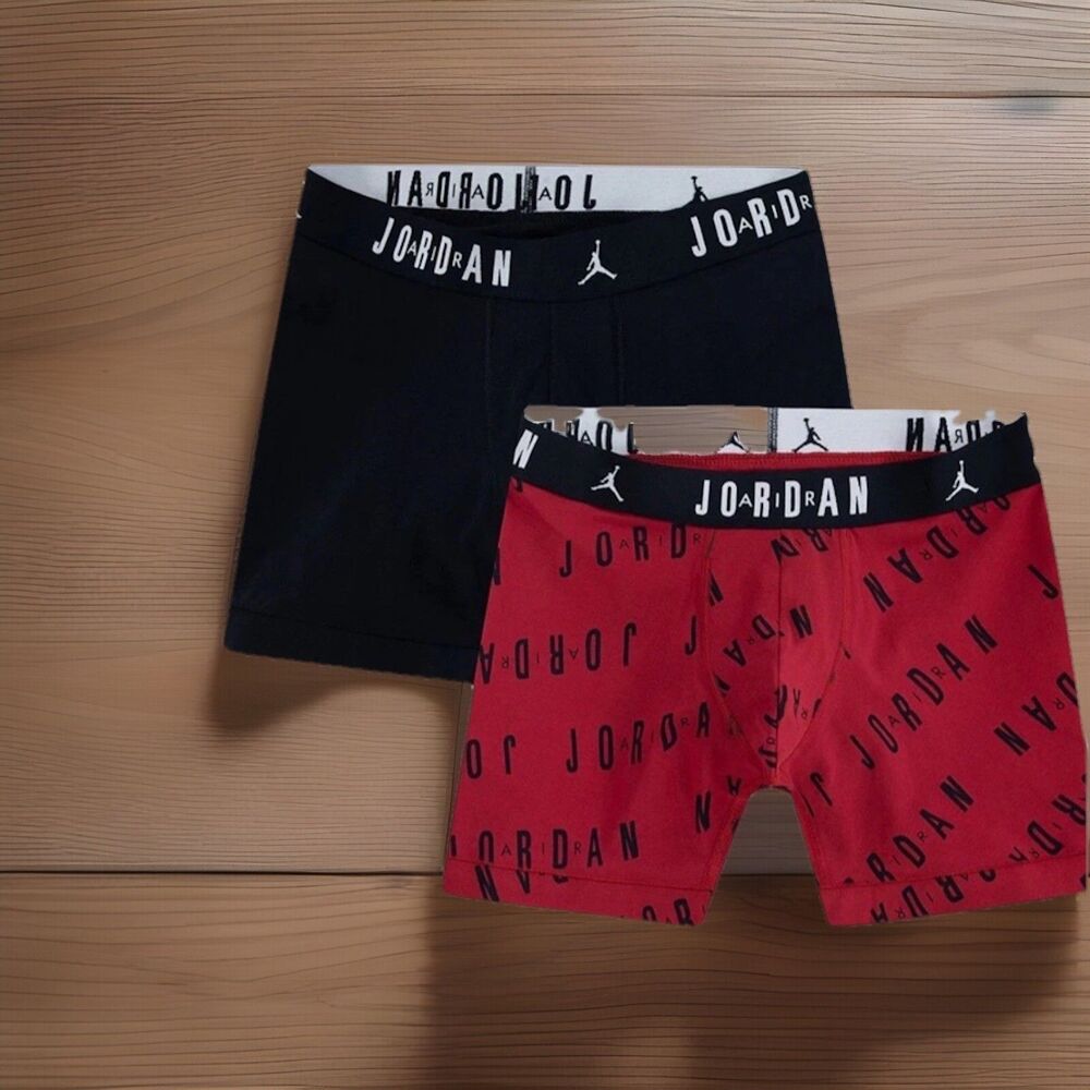 Air Jordan Boxer Brief Mens Jumpman Flight Cotton Stretch 2 Pack Black Medium - Picture 6 of 8